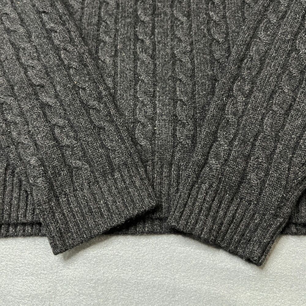 Lauren Ralph Lauren Sweater Women's Medium Gray Cashmere Cable Knit Shawl Collar - Picture 7 of 10
